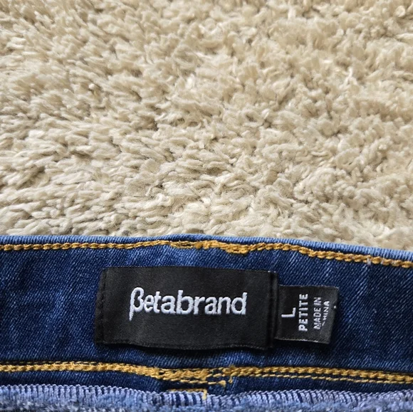 Betabrand Pull On Jeans Womens L Petite Blue Straight - Picture 3 of 11